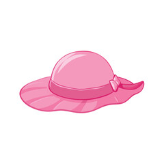 Vector Cartoon Pink Elegance Women Hat on a isolated white background