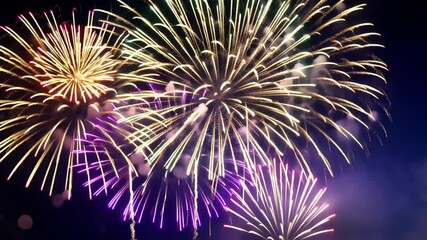 Dynamic New Year celebration video with fireworks. Spirit of holiday season. ideal for New Year greetings, event promotions, festive branding, and social media content