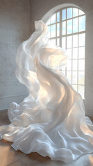 Abstract  textures flowing white cloth background 3d rendering