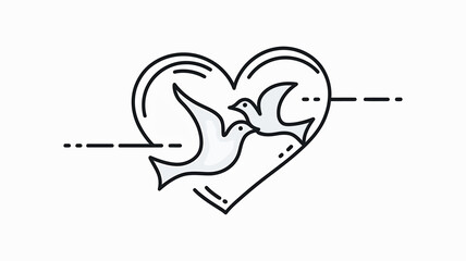 Vintage Illustration of Two Birds Among Floral Background 