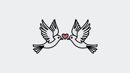 Vintage Illustration of Two Birds Among Floral Background 