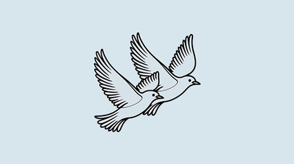 Obraz premium Vintage Illustration of Two Birds Among Floral Background 