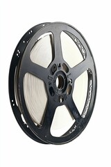 Obraz premium Black film reel with white tape.