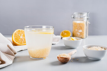 Drink for weight loss rice-zempic in a glass on the table