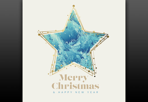 Modern trendy christmas card with christmas star shape