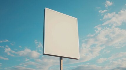 Blank Signboard Against a Blue Sky with Clouds