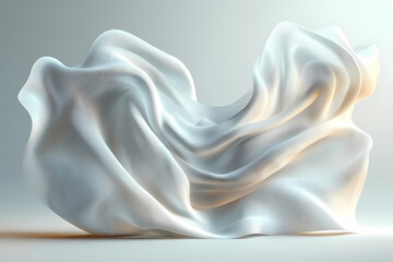 Fototapeta premium Abstract textures flowing white cloth background 3d rendering