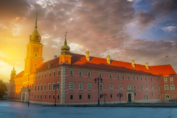 Poland capital warsaw new world street parliament building and old town and royal castle images