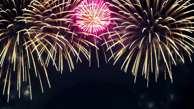Dynamic New Year celebration video with fireworks. Spirit of holiday season. ideal for New Year greetings, event promotions, festive branding, and social media content