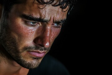 Fototapeta premium Sweaty man with intense gaze.