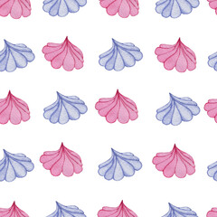 Sweets pattern. Pastel yummy. Lovely. Cotton candy, lollipops, cookies, candies, waffles, yogurt, macaroons, marshmallows isolated on white background. Delicate. In one color scheme.
