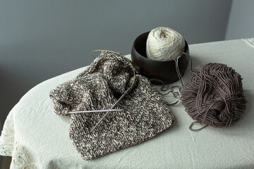 Knitting, handmade knitted sweater, hobby