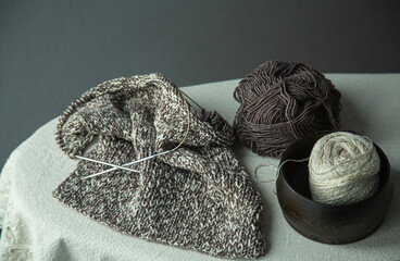 Knitting, handmade knitted sweater, hobby