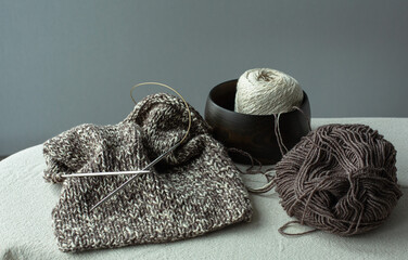 Knitting, handmade knitted sweater, hobby