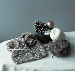 Knitting, handmade knitted sweater, hobby