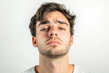 Obraz premium Young man with a beard looks at camera.