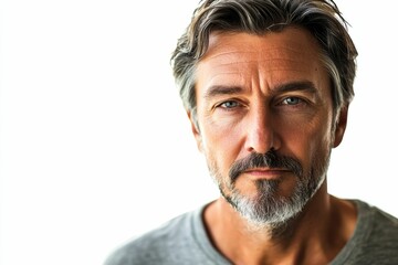 Fototapeta premium Close up portrait of a man with graying hair.