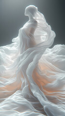 Fototapeta premium Abstract textures flowing white cloth background 3d rendering