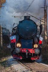 Wyjazd starej lomotywy z tunelu kolejowego, Żegiestów, Dolina Popradu © Maciej G. Szling