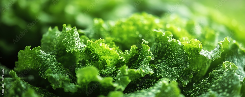 Poster hydroponic vertical farm with rows of lush green lettuce, futuristic farming technology and healthy 