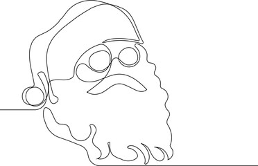 One continuous line drawing Santa Claus on reindeer and sled. concept for Christmas and New Year. vector illustration. Vector illustration