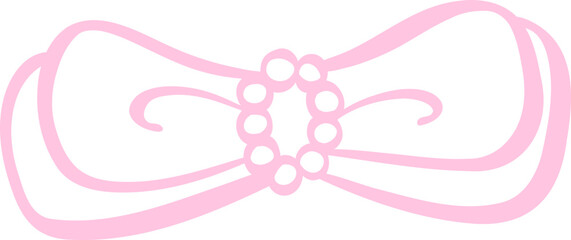 Coquette pink bow ribbon outline