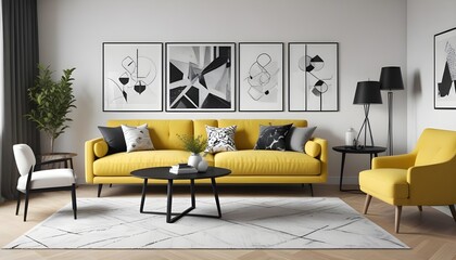 Photo modern style interior room 3d illustration