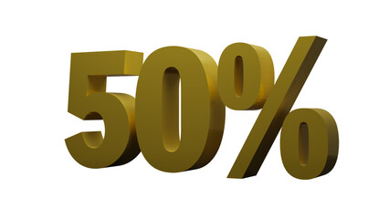 50% sale 3d on white background. 