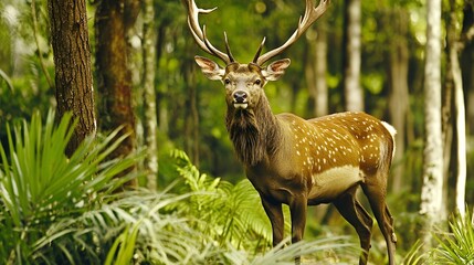 Naklejka premium A Majestic Deer in the Forest