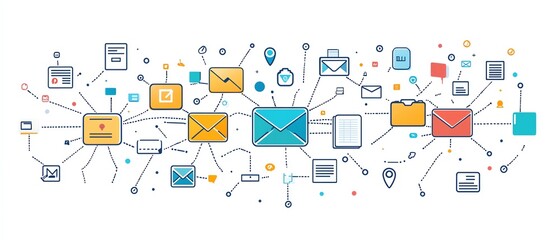 Interconnected digital folder and document icons, isolated on white background, representing effective data management and file structure