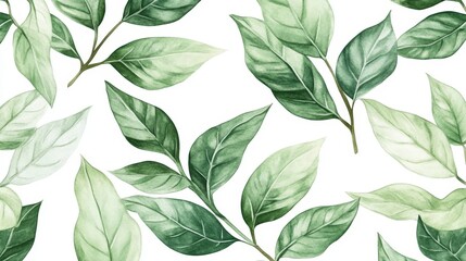 Fototapeta premium Vibrant Green Leaves on White Background