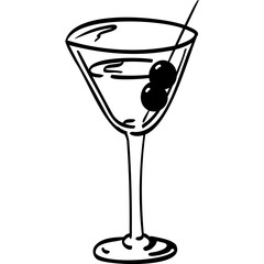 Christmas Martini Glass Illustration