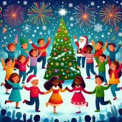 Naklejka premium children's greeting card for the holiday new year