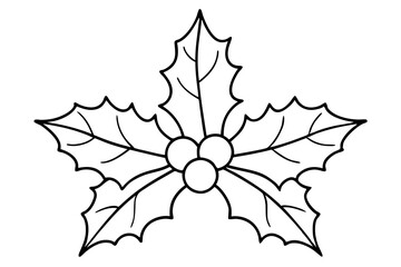 Christmas mistletoe outline icon, Christmas holly berry leaves. Mistletoe line art Vector