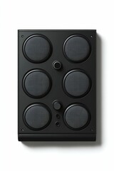 Fototapeta premium Black speaker with six round drivers.