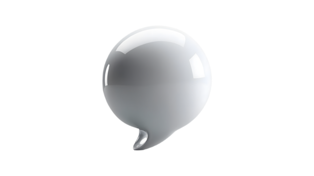 Glossy White Speech Bubble Isolated on Transparent Background