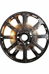 Obraz premium Old film reel with wound celluloid film.