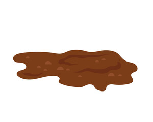 Puddle of mud isolated. Dirty plash on white background. Vector simple color flat illustration.