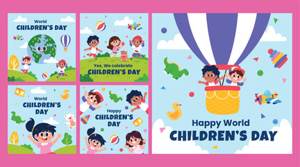 Flat world children's day, New Instagram posts Collection