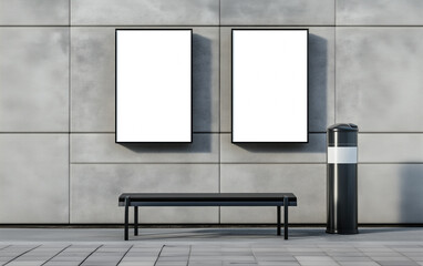 Mockup poster city box. Template poster advertising citylight. City format board, urban style, billboard in city. Mockup poster, city light box, street billboard, citylight. Realistic style photo