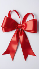 Fototapeta premium Festive Red Ribbon and Bow for Christmas, Valentine’s and Birthdays 