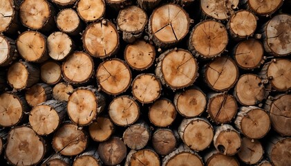 Stack of Tree Logs Showing Wood Grain