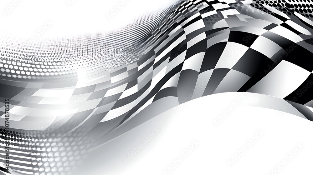 Aufkleber abstract checkered flag with wave design.