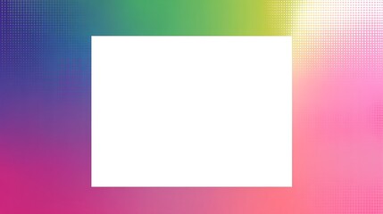 White square on a colorful background.