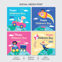 Flat world children's day, New Instagram posts Collection