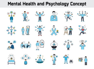 Mental Health and Psychology Concept Set - Disorders, Treatments, and Techniques