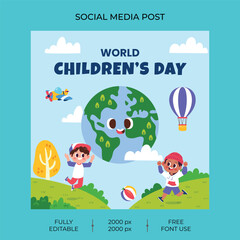 Flat world children's day Instagram post