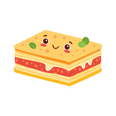 Lasagna Food Eat Meal Cuisine Animation Kawaii Character
