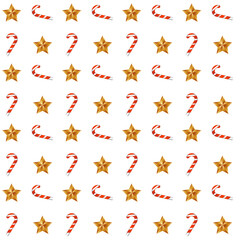 Cute christmas seamless pattern with candy canes and star background design