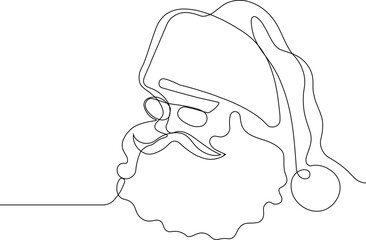 One continuous line drawing Santa Claus on reindeer and sled. concept for Christmas and New Year. vector illustration. Vector illustration